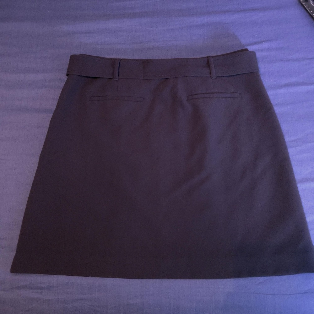 LOFT Skirt Womens 10 Navy Blue Twill A-Line Short High Rise Belted Pockets Work‎